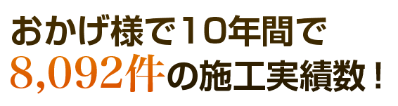 おかげ様で8,092件の年間施工数！